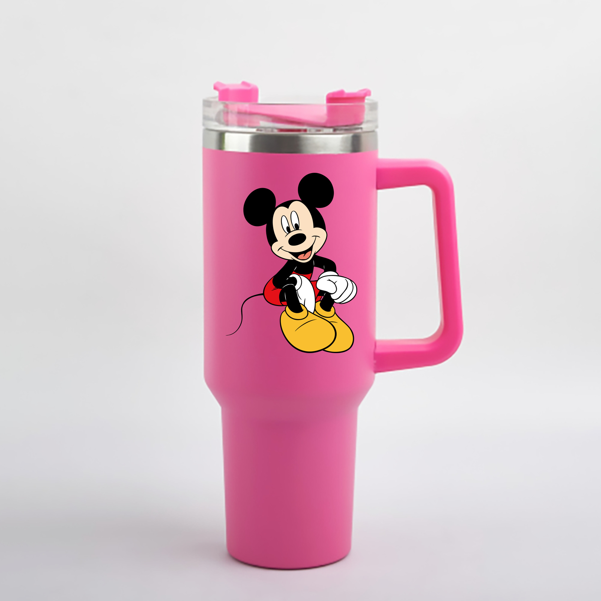 （画像用） ミッキーマウス Mickey Mouse 1200mL車用タンブラー - クリスタルステッカー（プラスチックストロー付き）
